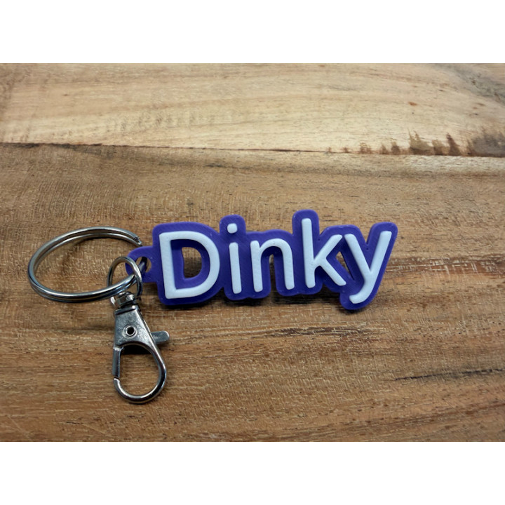 Sleutelhanger met eigen naam (type Dinky)