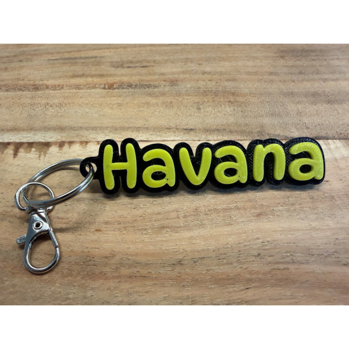 Sleutelhanger met eigen naam van rubber (type Havana)