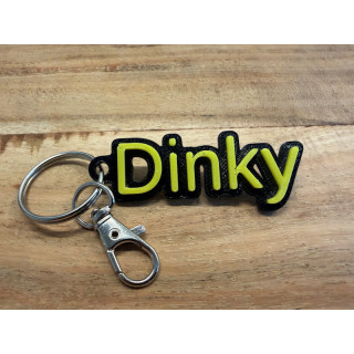 Sleutelhanger met eigen naam van rubber (type Dinky)