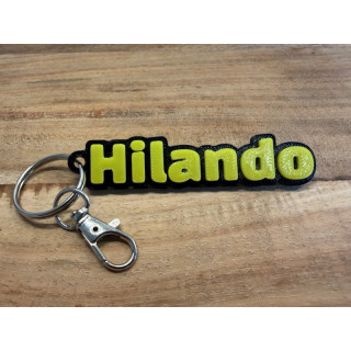 Sleutelhanger met eigen naam van rubber (type Hilando)