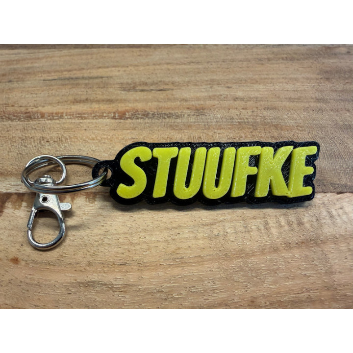 Sleutelhanger met eigen naam van rubber (type Stuufke)