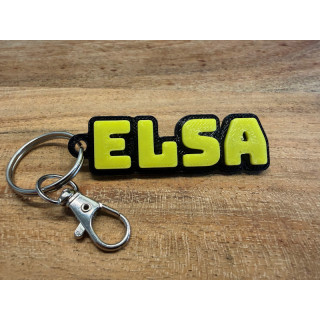Sleutelhanger met eigen naam van rubber (type Elsa)